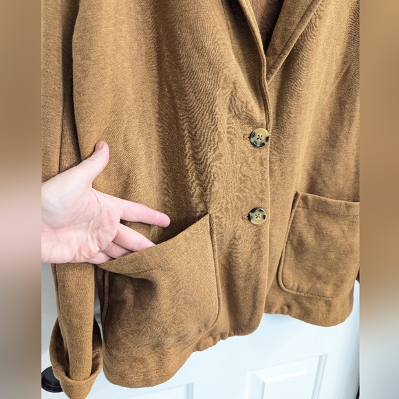 Universal Threads Mustard Heather Soft Cotton Fleece Button Cardigan Jacket - Picture 2 of 7